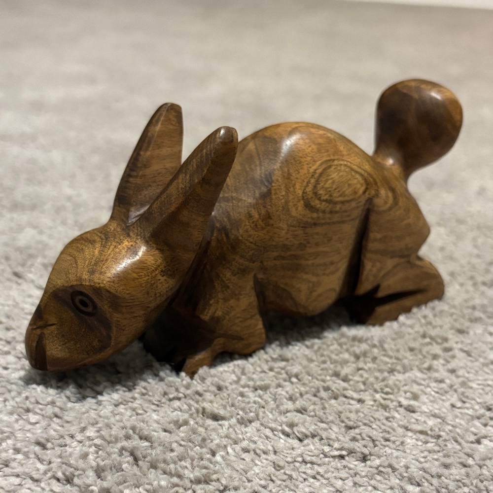 Handcrafted Wooden Rabbit Figurine